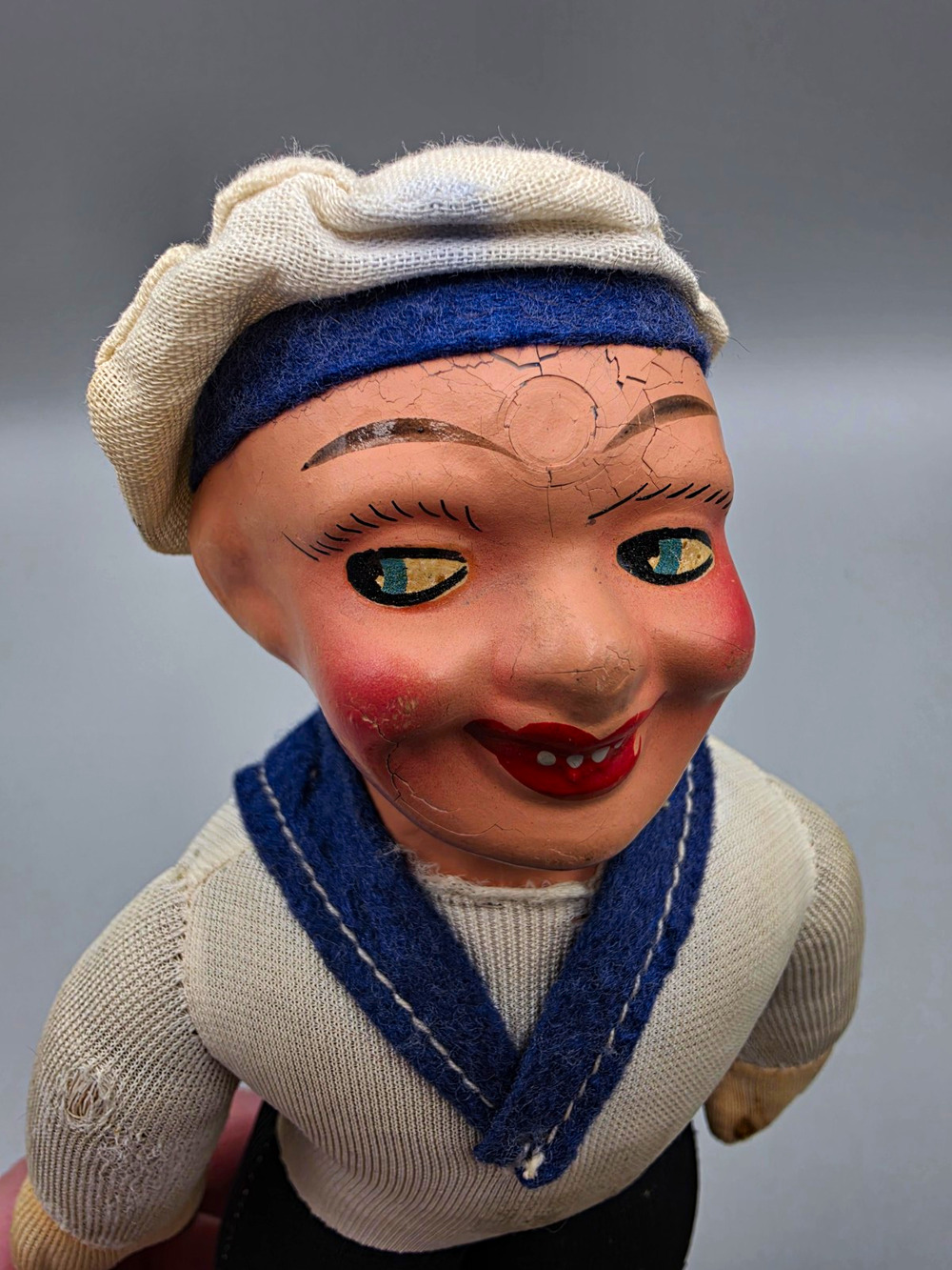 Antique Sailor Boy Rag & Cloth Doll Cruise Liner Norah Wellings Hand Painted